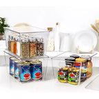 Lot de 4 bacs de rangement empilables en plastique transparent avec couvercles, parfaits pour l'organisation de la cuisine, du réfrigérateur, des placards, des armoires et de la salle de bain