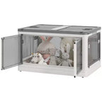 Collapsible Storage Bin with Lid and Wheels, Stackable 18 Gallon - White