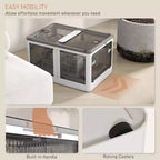 Bac de rangement pliable avec couvercle et roues, empilable 68 litres - Blanc