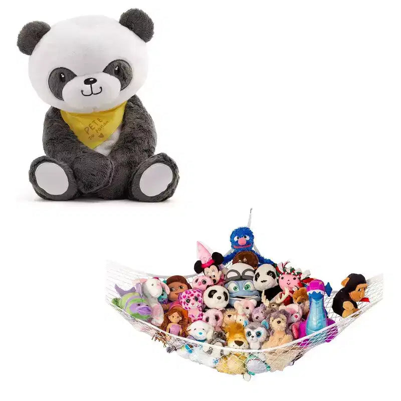 Jumbo Extra Large White Hammock and Weighted Panda Bundle Bedroom Deco