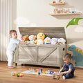 Coffre de Rangement Jouets pour Enfants, Banc en Bois, 99 x 39,5 x 48 cm, Gris, Robuste
