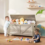 Coffre de Rangement Jouets pour Enfants, Banc en Bois, 99 x 39,5 x 48 cm, Gris, Robuste