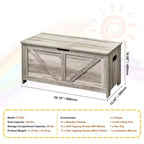 Coffre de Rangement Jouets pour Enfants, Banc en Bois, 99 x 39,5 x 48 cm, Gris, Robuste