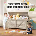 Coffre de Rangement Jouets pour Enfants, Banc en Bois, 99 x 39,5 x 48 cm, Gris, Robuste