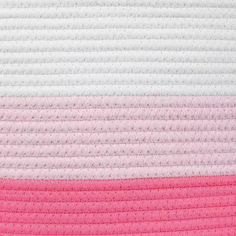 Panier en Corde de Coton Rose - 3 Tons - Crèche Chien Enfants Bébé Corbeille de Rangement Tissée Organiseur