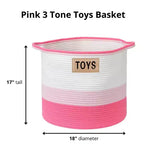 Panier en Corde de Coton Rose - 3 Tons - Crèche Chien Enfants Bébé Corbeille de Rangement Tissée Organiseur