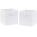Sweet Jojo Designs Boy or Girl Gender Neutral Unisex Set of 2 Kids' Decorative Fabric Storage Bins Boho Llama White