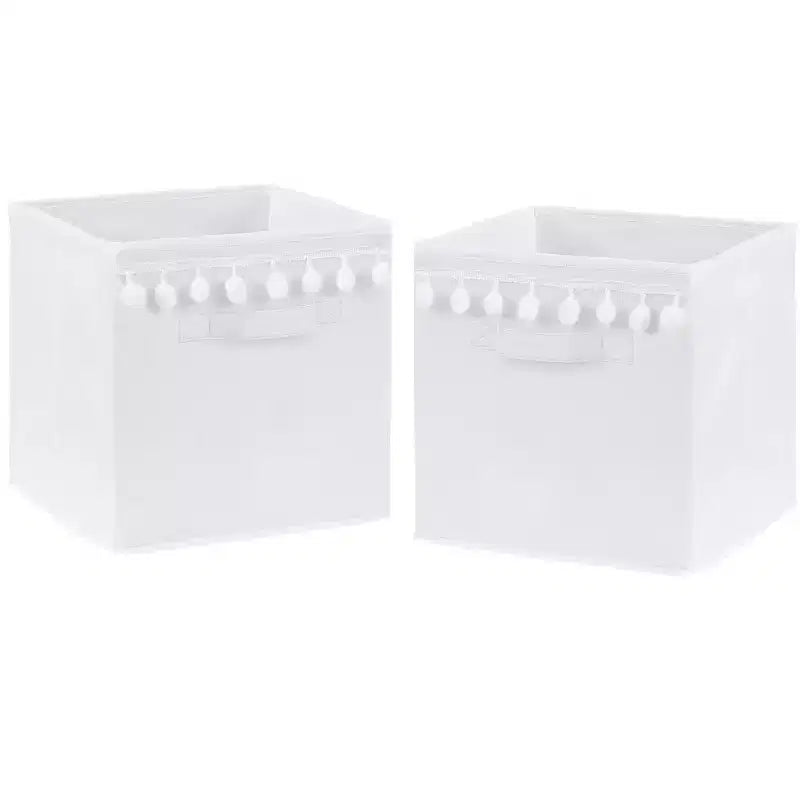 Sweet Jojo Designs Boy or Girl Gender Neutral Unisex Set of 2 Kids' Decorative Fabric Storage Bins Boho Llama White
