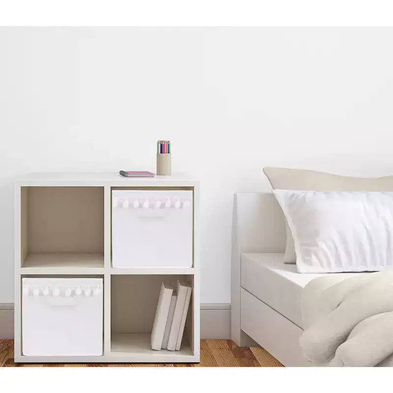 Bac de rangement décoratif en tissu pour enfant unisexe, motif lama bohème, blanc