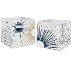 Sweet Jojo Designs Boy or Girl Gender Neutral Unisex Set of 2 Kids' Decorative Fabric Storage Bins Celestial Blue Gold and Grey