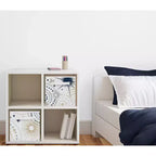 Bacs de rangement décoratifs en tissu pour enfants, modèle garçon ou fille, unisexe, bleu céleste, doré et gris