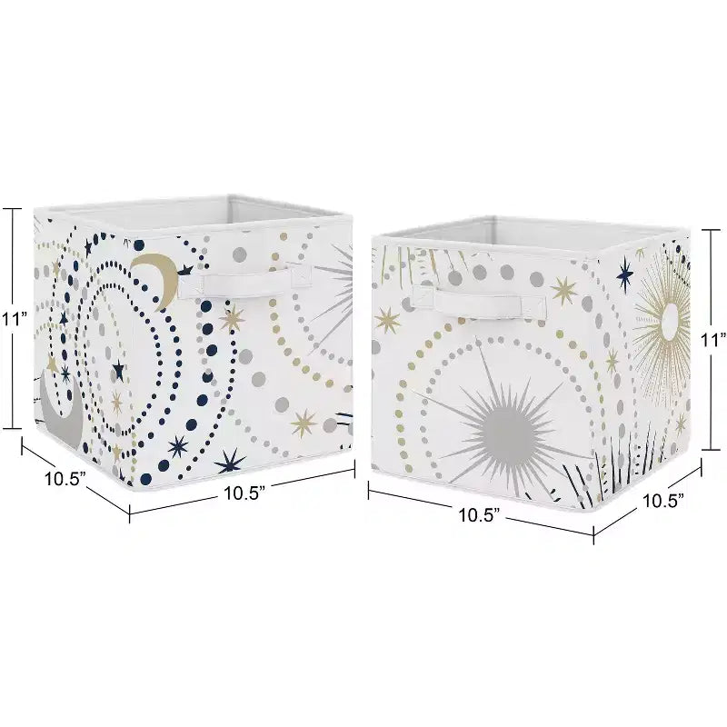 Bacs de rangement décoratifs en tissu pour enfants, modèle garçon ou fille, unisexe, bleu céleste, doré et gris