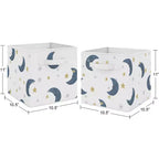 Bacs de rangement décoratifs en tissu pour enfants (garçon ou fille, unisexe) motifs ourson et lune, bleu, doré et gris