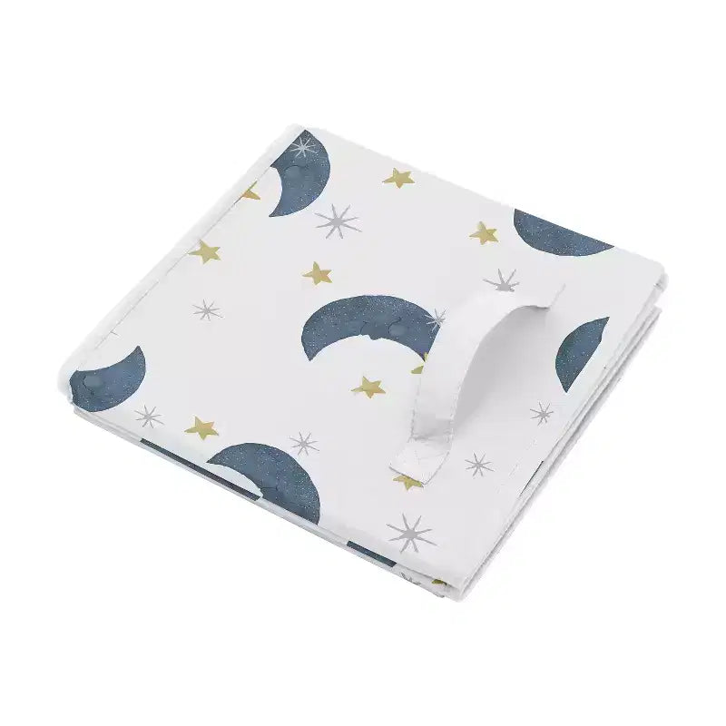 Bacs de rangement décoratifs en tissu pour enfants (garçon ou fille, unisexe) motifs ourson et lune, bleu, doré et gris