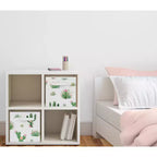 Bac de rangement décoratif en tissu pour filles, motif cactus floral rose et vert