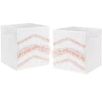 Sweet Jojo Designs Girl Set of 2 Kids' Decorative Fabric Storage Bins Boho Fringe White and Pink