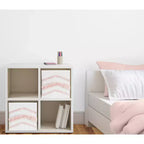 Bacs de Rangement Décoratifs en Tissu pour Enfants Filles, Franges Bohème Blanc et Rose