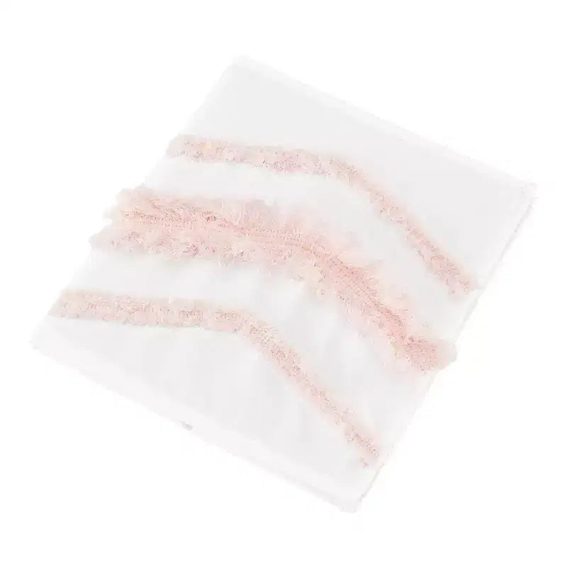 Bacs de Rangement Décoratifs en Tissu pour Enfants Filles, Franges Bohème Blanc et Rose