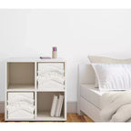 Bacs de Rangement Décoratifs en Tissu Enfant Fille ou Garçon Unisexe Franges Bohèmes Ivoire