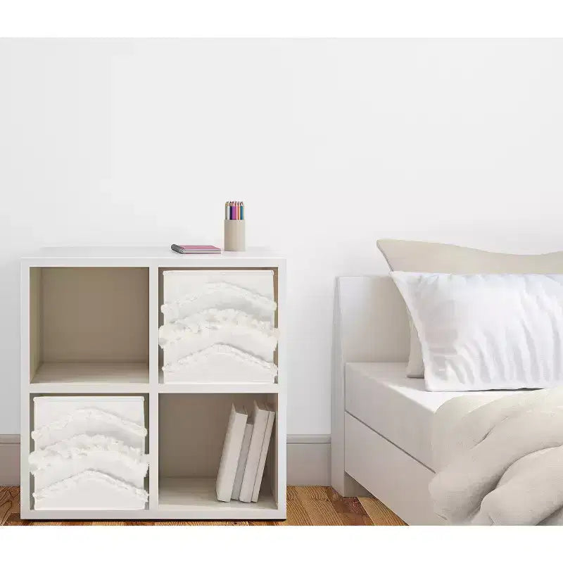 Bacs de Rangement Décoratifs en Tissu Enfant Fille ou Garçon Unisexe Franges Bohèmes Ivoire