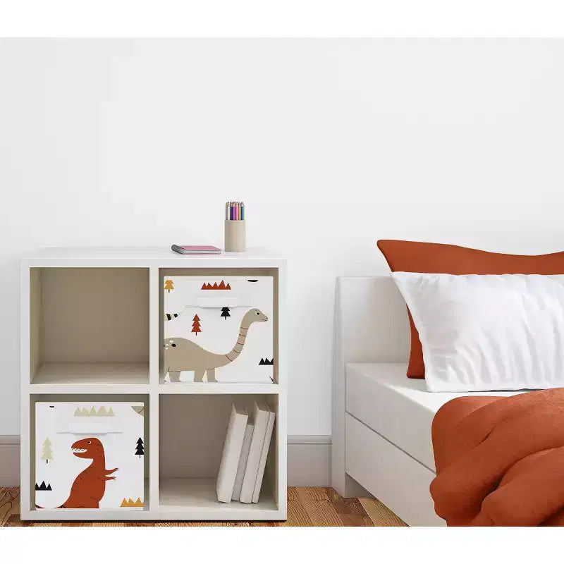 Bacs de rangement décoratifs en tissu pour enfants, sans distinction de sexe, garçon ou fille, motif dinosaure moderne, noir et orange