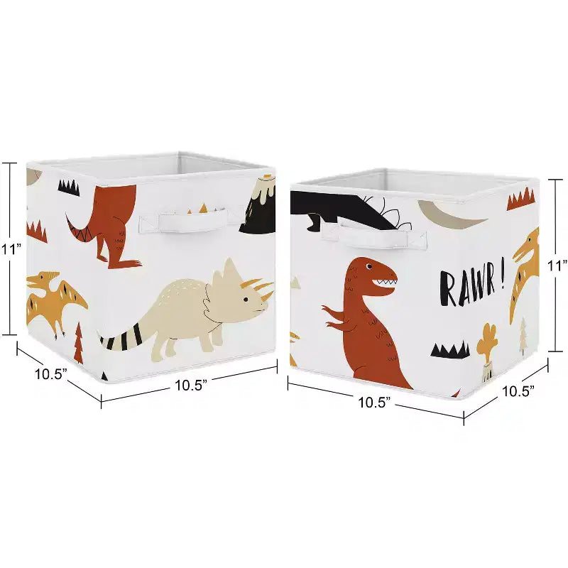 Bacs de rangement décoratifs en tissu pour enfants, sans distinction de sexe, garçon ou fille, motif dinosaure moderne, noir et orange