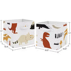 Bacs de rangement décoratifs en tissu pour enfants, sans distinction de sexe, garçon ou fille, motif dinosaure moderne, noir et orange