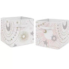 Sweet Jojo Designs Girl Set of 2 Kids' Decorative Fabric Storage Bins Celestial Pink Gold and Grey