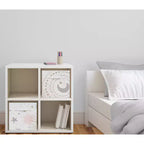 Boîtes de rangement décoratives en tissu pour filles Rose céleste, or et gris