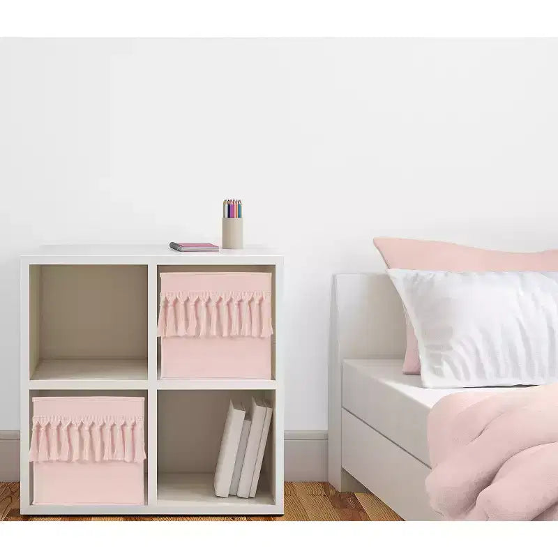 Boîtes de rangement décoratives en tissu pour filles, rose blush bohème