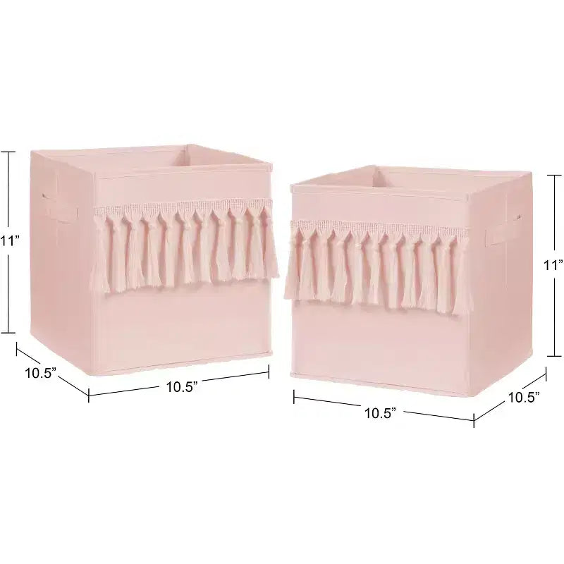 Boîtes de rangement décoratives en tissu pour filles, rose blush bohème