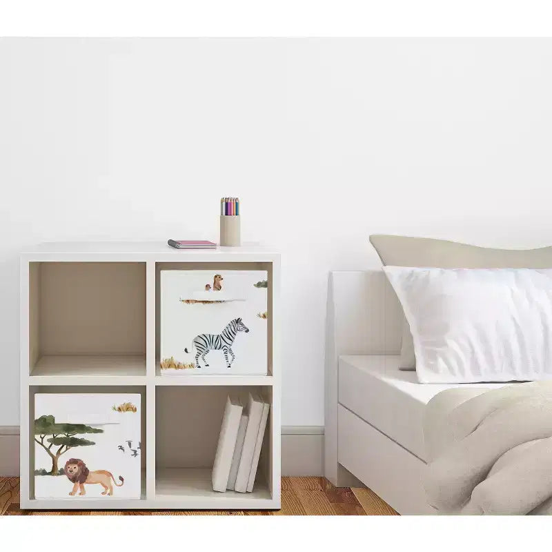 Bacs de rangement décoratifs en tissu pour enfants, garçons ou filles, animaux de la jungle, multicolores