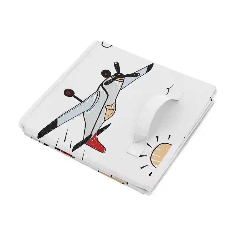 Bacs de rangement décoratifs en tissu pour garçons - Avion Rouge, Bleu et Gris