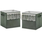 Sweet Jojo Designs Boy or Girl Gender Neutral Unisex Set of 2 Kids Decorative Fabric Storage Bins Boho Fringe Green and Ivory
