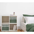 Bacs de rangement décoratifs en tissu pour enfants, neutres, unisexe, motif bohème, franges vertes et ivoire