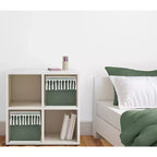 Bacs de rangement décoratifs en tissu pour enfants, neutres, unisexe, motif bohème, franges vertes et ivoire