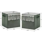 Bacs de rangement décoratifs en tissu pour enfants, neutres, unisexe, motif bohème, franges vertes et ivoire