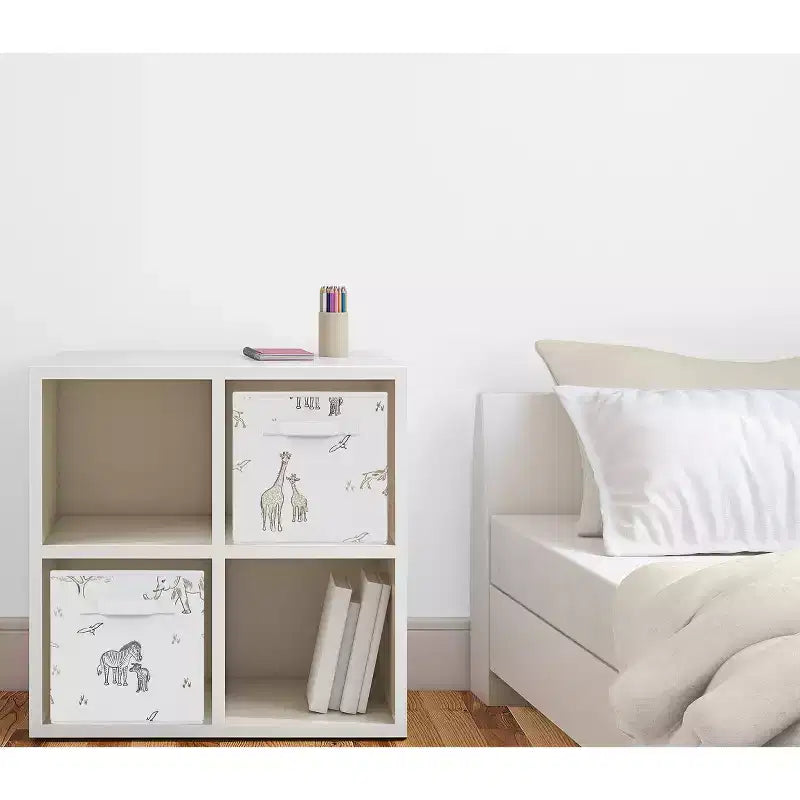 Bacs de rangement décoratifs en tissu unisexe pour enfants, animaux du Serengeti, multicolore
