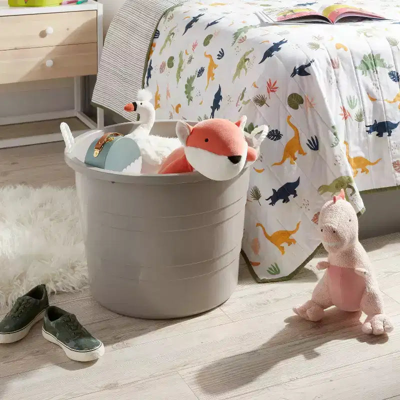 Bac de rangement en plastique pour enfants avec poignées tissées
