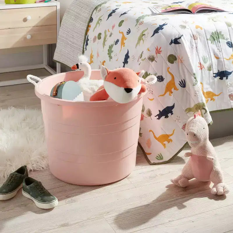Bac de rangement en plastique pour enfants avec poignées tissées
