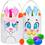 JOYIN 2 Pcs Easter Bunny Basket Canvas Bags Set for Easter Eggs Hunt,Gift Baskets Egg Bags for Kids, Kids Party Favor