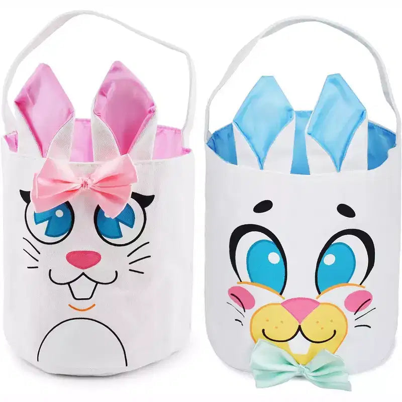 2 sacs en toile de Pâques en forme de lapin pour la chasse aux œufs de Pâques, paniers-cadeaux, sacs à œufs pour enfants, cadeaux de fête pour enfants