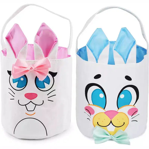 2 sacs en toile de Pâques en forme de lapin pour la chasse aux œufs de Pâques, paniers-cadeaux, sacs à œufs pour enfants, cadeaux de fête pour enfants