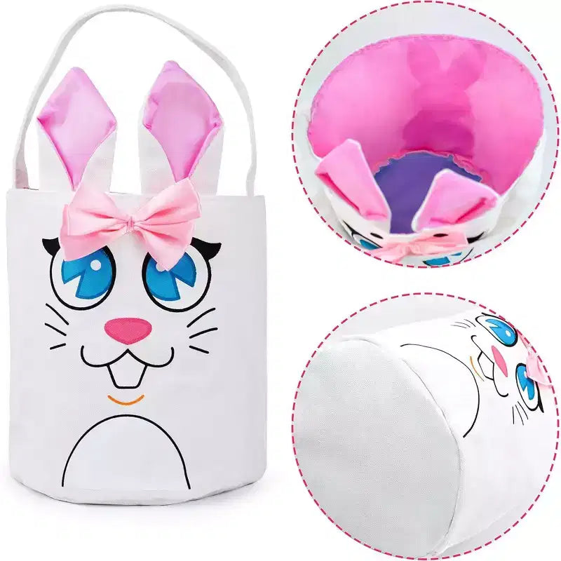 2 sacs en toile de Pâques en forme de lapin pour la chasse aux œufs de Pâques, paniers-cadeaux, sacs à œufs pour enfants, cadeaux de fête pour enfants