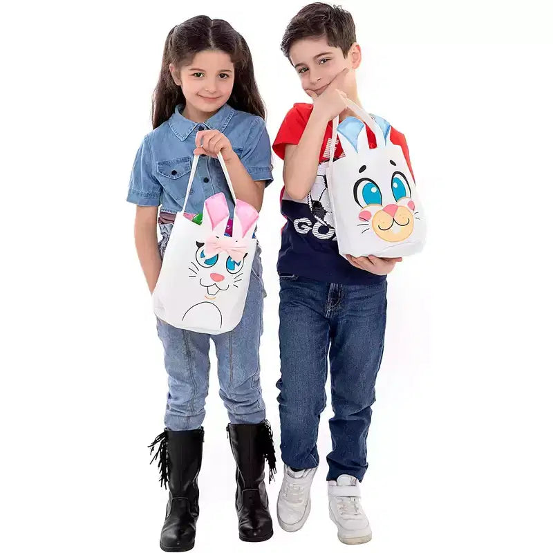 2 sacs en toile de Pâques en forme de lapin pour la chasse aux œufs de Pâques, paniers-cadeaux, sacs à œufs pour enfants, cadeaux de fête pour enfants
