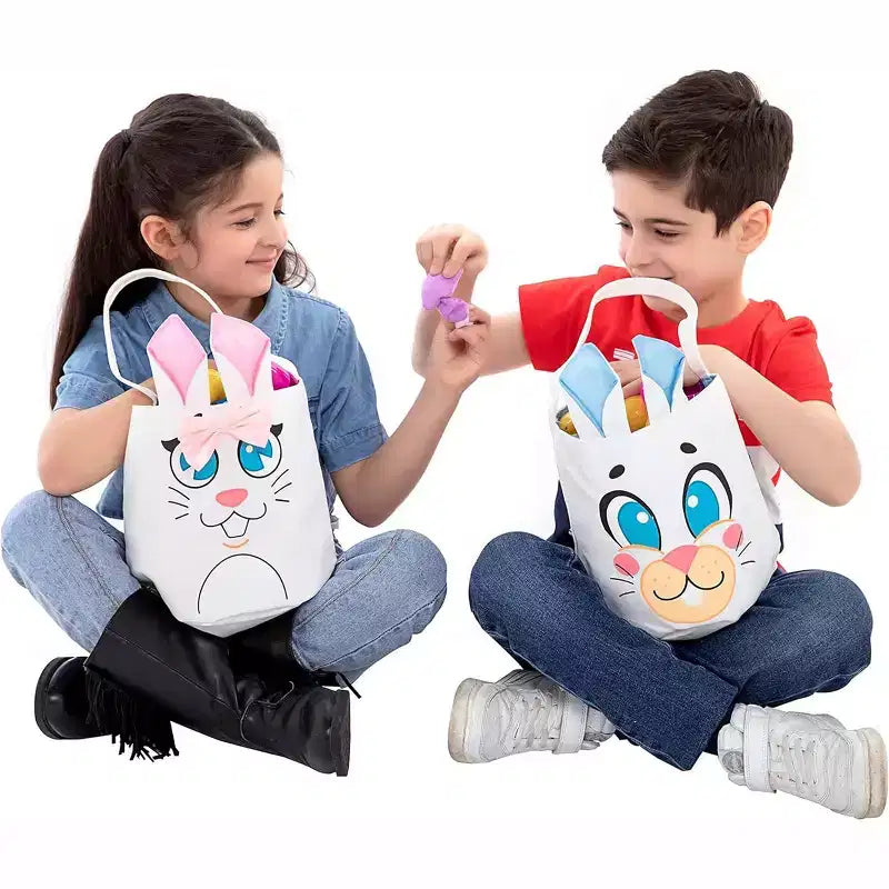 2 sacs en toile de Pâques en forme de lapin pour la chasse aux œufs de Pâques, paniers-cadeaux, sacs à œufs pour enfants, cadeaux de fête pour enfants