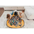 Tapis de jeu et organisateur de rangement de jouets SlideAway pour enfants - Organisateur de rangement pour jouets - Boîte à jouets pour enfants - Beige