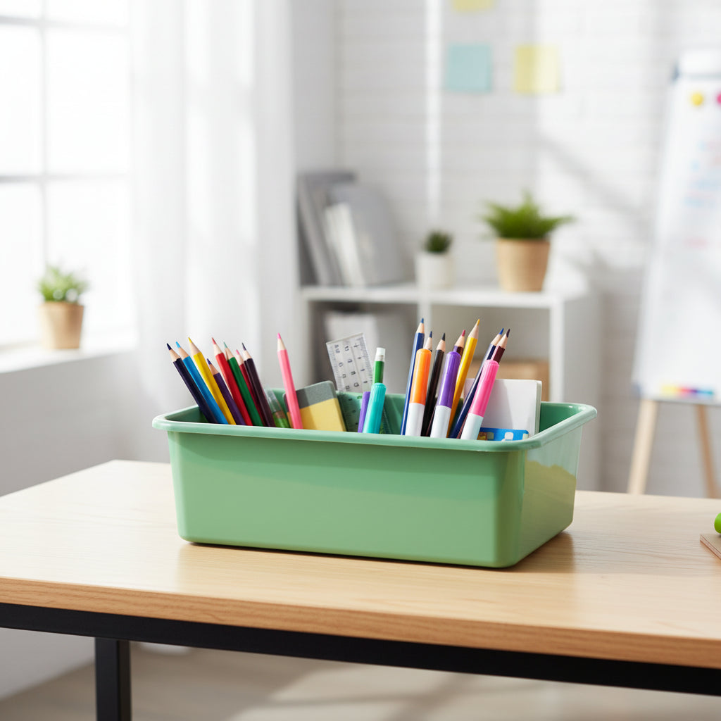 Teacher Created Resources Eucalyptus Green Large Plastic Storage Bin Pack of 6