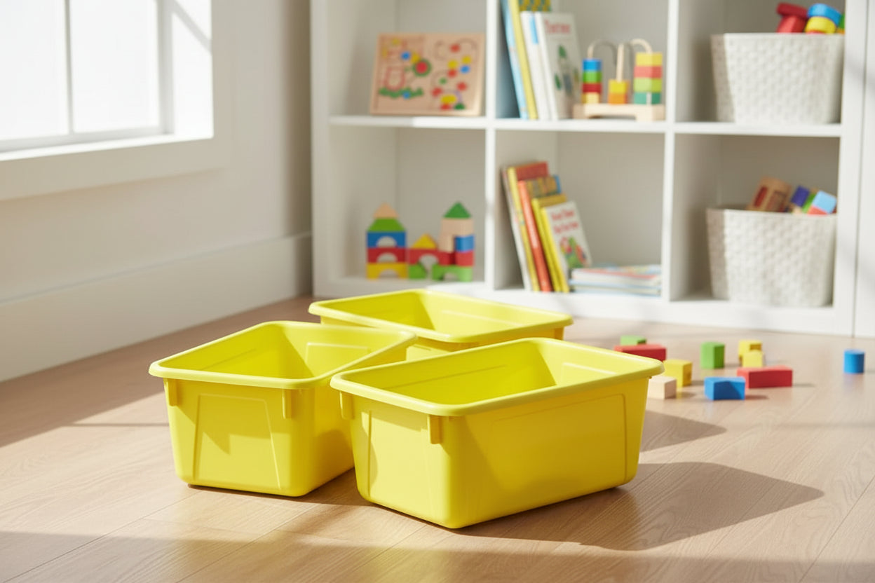 Storex Small Cubby Bin, Yellow, Pack of 5