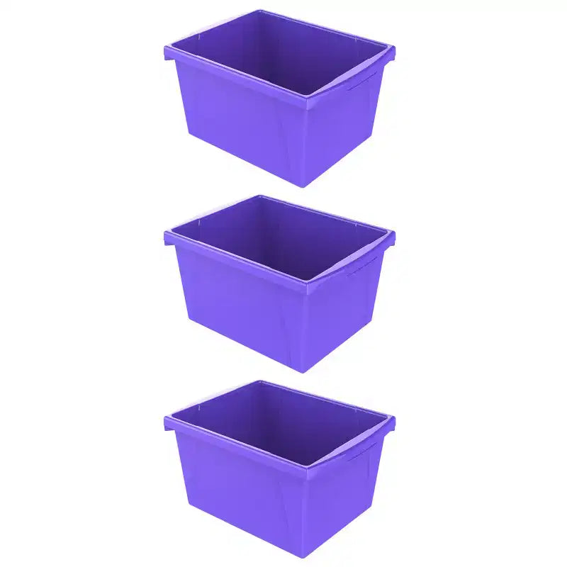 Storex 4 gallonlon Storage Bin, Purple, Pack of 3